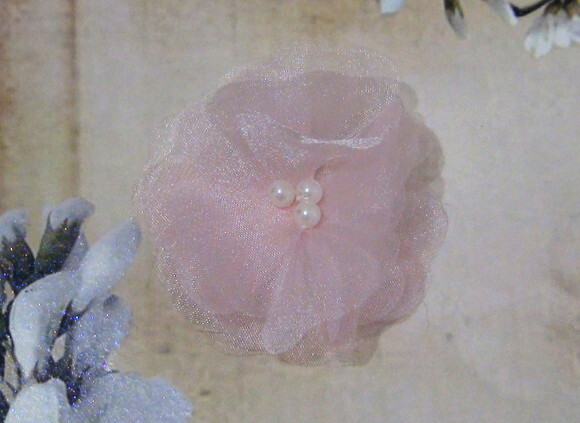 Flor em Organza Rosa - 10 un