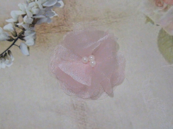 Flor em Organza Rosa - 10 un