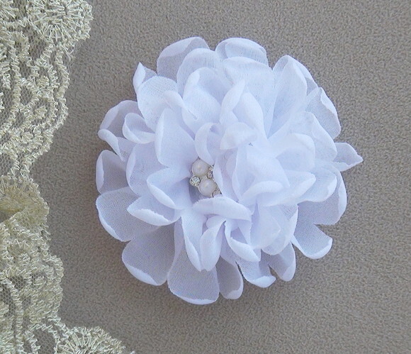 Flor em Tafetá - 01 un - Branco