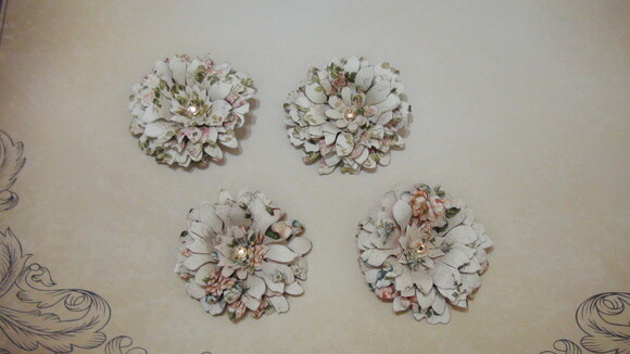 Flor para Scrapbooking - 4 Unidades