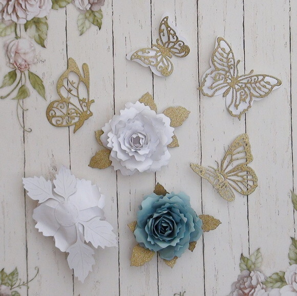 Flores e Borboletas para Topper de Bolo