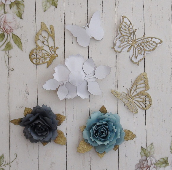 Flores e Borboletas para Topper de Bolo