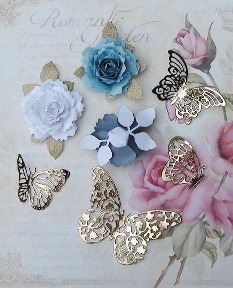 Flores e Borboletas para Topper de Bolo