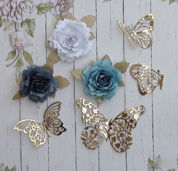 Flores e Borboletas para Topper de Bolo