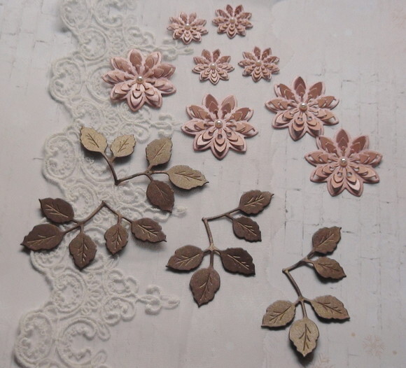 Flores e Folhas para Scrapbook 3d - 12 Un.