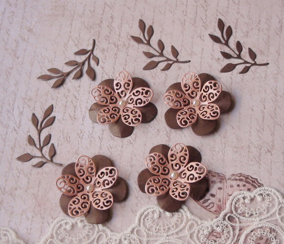 Flores e Folhas para Scrap 3d - 8 un