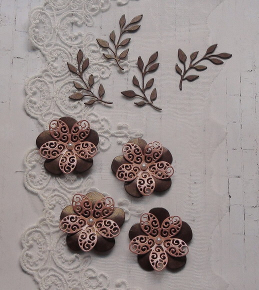 Flores e Folhas para Scrap 3d - 8 un