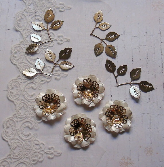 Flores e Folhas para Scrapbook 3d - 8 un