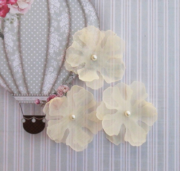 Flores em 3d - Organza - 10 un