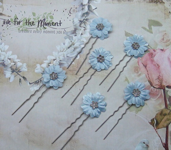 Grampos para Cabelo Flor - Azul - 06 un