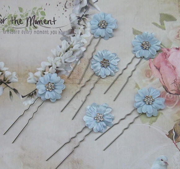 Grampos para Cabelo Flor - Azul - 06 un