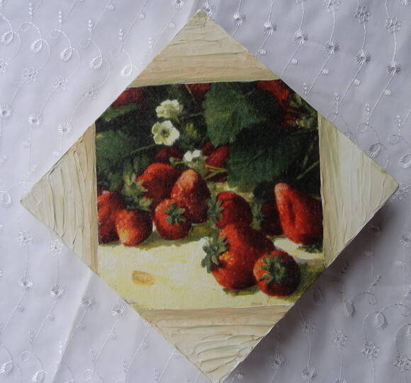 Quadro Decoupage - Morangos