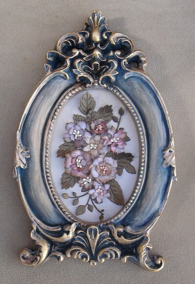 Quadro em Gesso 3D - Azul Antigo.