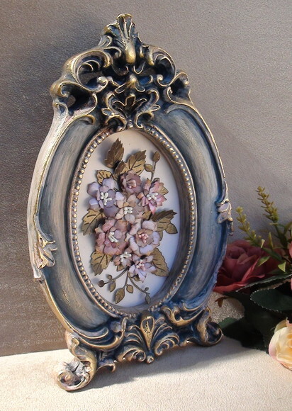 Quadro em Gesso 3D - Azul Antigo.