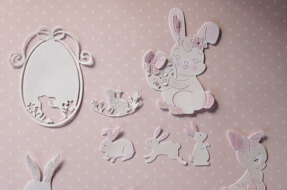 Recortes em Papel Cartão - Coelhos - 12 un