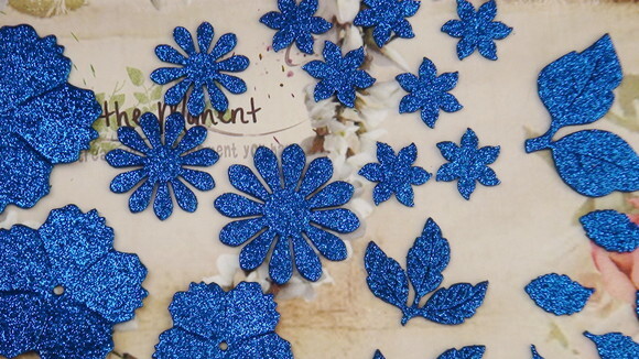 Recortes em Eva Gliter Azul - 38 un