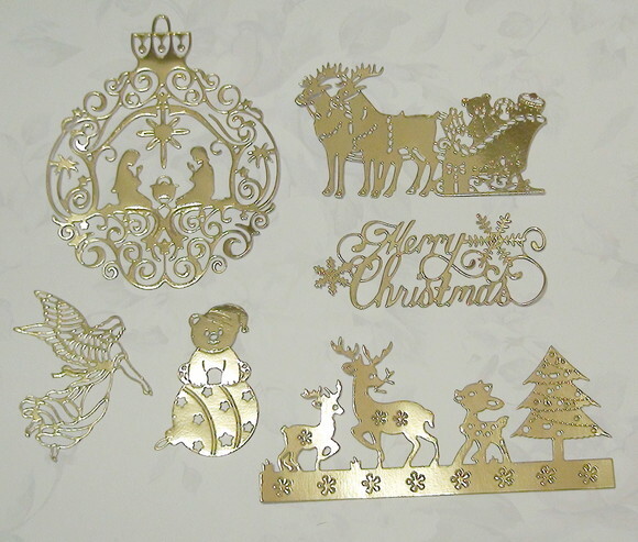 Recortes em Papel Cartão Dourado -natal 250gr - 06 un