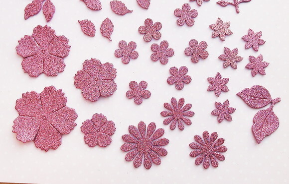 Recortes Flores e Folhas Eva Gliter- 38 un