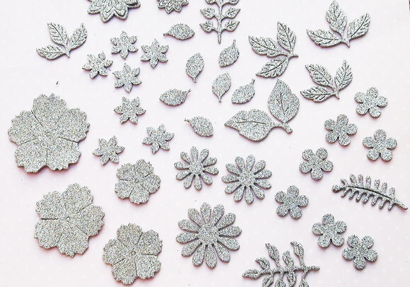 Recortes Flores e Folhas Eva Gliter- 38 un