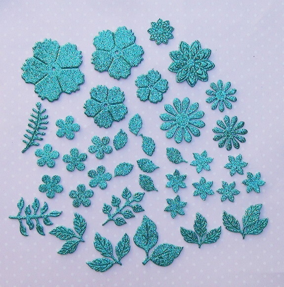 Recortes Flores e Folhas EVA Gliter- 38 UN