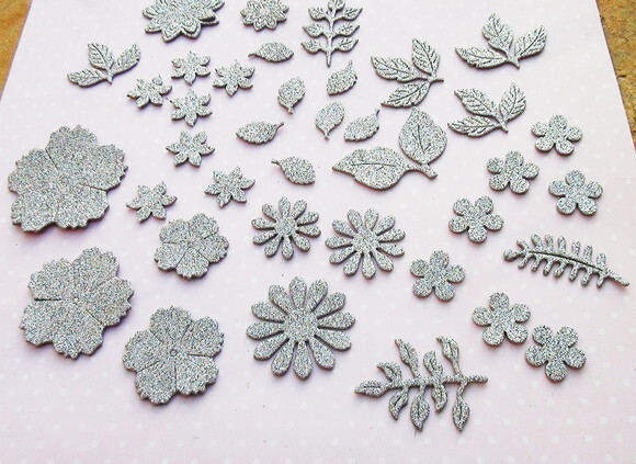 Recortes Flores e Folhas Eva Gliter- 38 un
