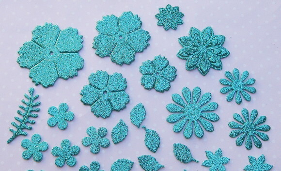Recortes Flores e Folhas EVA Gliter- 38 UN