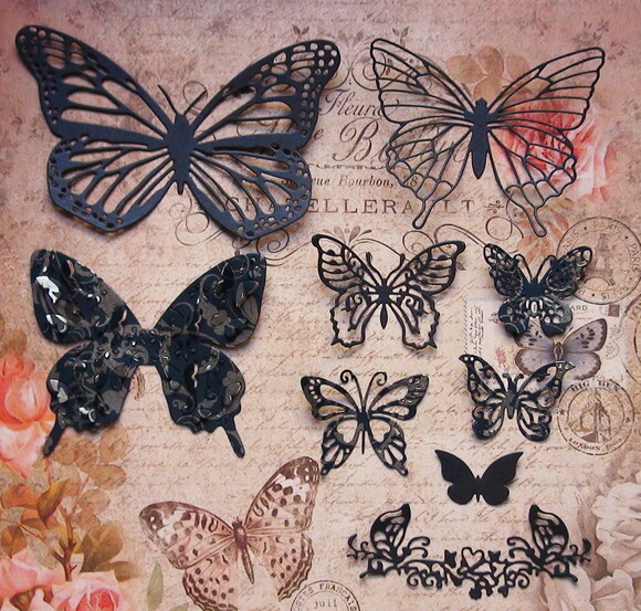 Recortes para Scrapbooking Borboletas Azul Metalizado - 09un