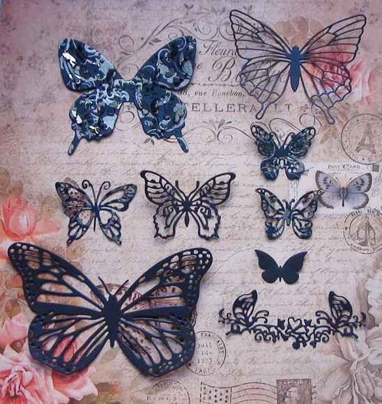 Recortes para Scrapbooking Borboletas Azul Metalizado - 09un
