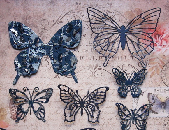 Recortes para Scrapbooking Borboletas Azul Metalizado - 09un