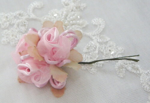 2 Buques de Flor em Cetim e Organza - Rosa