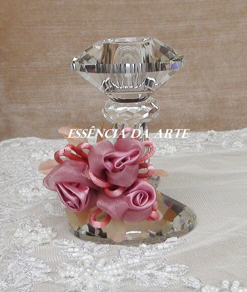 2 Buques Flor Cetim e Organza Rose Escuro