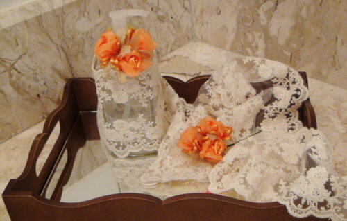 2 Buques Flor em Cetim e Organza Laranja Claro