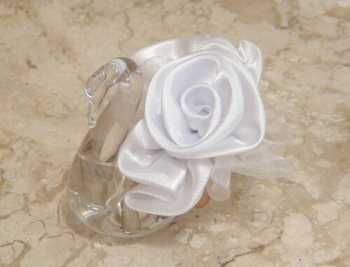 2 Flores Rosa em Cetim e Organza Branca