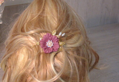 Arranjo para Cabelo de Noivas - 1 Unidade - Rose Escuro