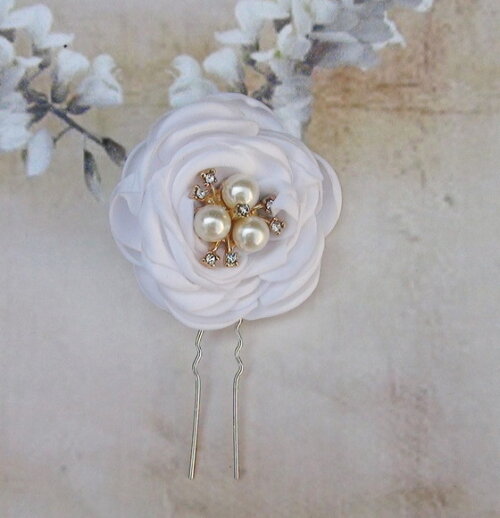 Arranjo para Cabelo de Noivas - Branco - Pente