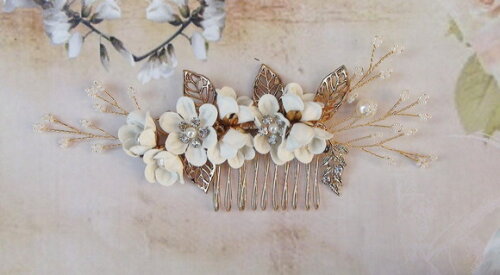 Arranjo para Cabelo de Noivas -pente - Branco