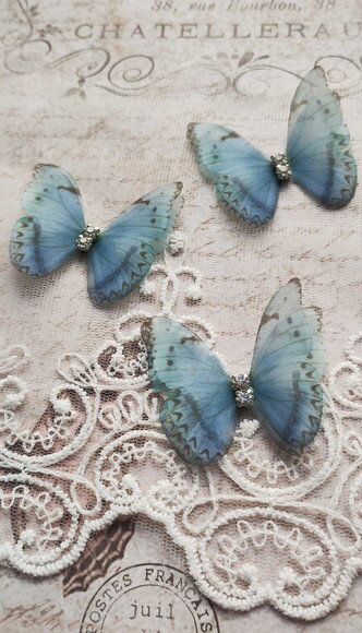 Borboletas Dupla Camada Organza - 10 un