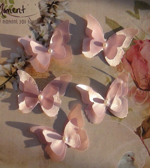 Borboletas em Cetim - 10 un -5,5x4,5cm. Dupla Camada