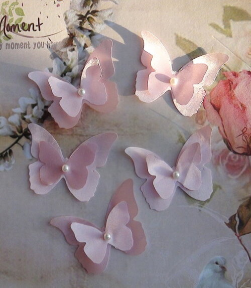Borboletas em Cetim - 10 un -5,5x4,5cm. Dupla Camada