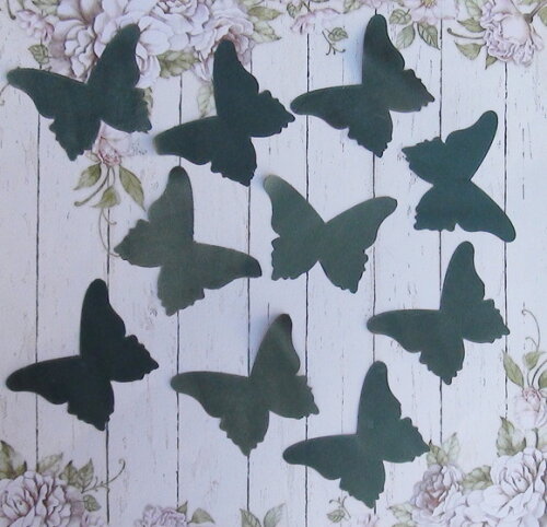 Borboletas em Cetim - 25 un - Verde Musgo - 6,5x6,0cm