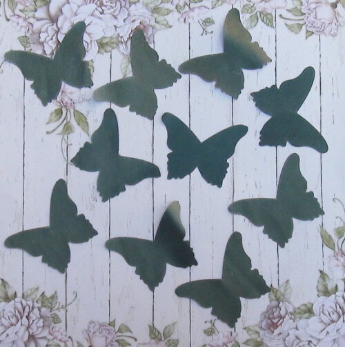 Borboletas em Cetim - 25 un - Verde Musgo - 6,5x6,0cm