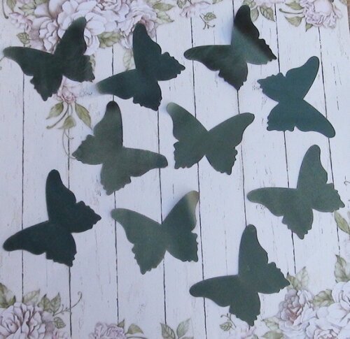 Borboletas em Cetim - 25 un - Verde Musgo - 6,5x6,0cm