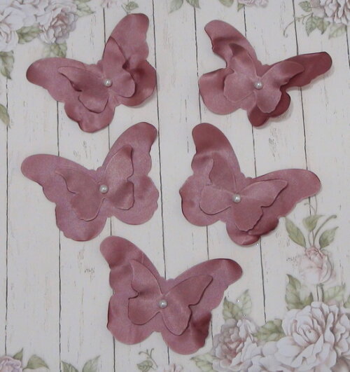 Borboletas em Cetim 10x7,5cm- 05 un - Rose Queimado