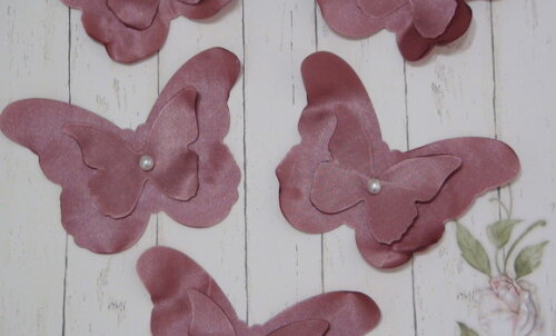 Borboletas em Cetim 10x7,5cm- 05 un - Rose Queimado