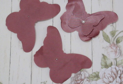 Borboletas em Cetim 10x7,5cm- 05 un - Rose Queimado