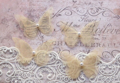 Borboletas em Organza - 20 un - Dupla Camada