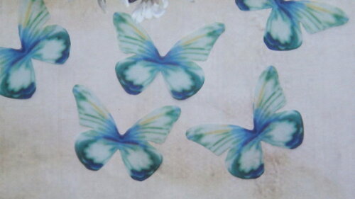 Borboletas em Organza -verde e Azul 05 un