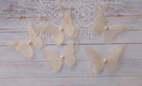 Borboletas em Organza Cristal Dupla Camada - 15 un