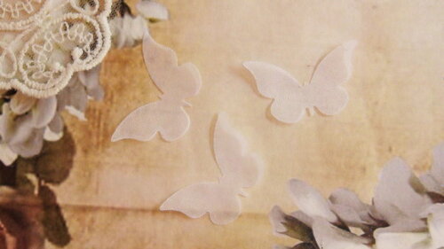 Borboletas em Organza Branca- 25 un - 3,5 x 2,5 cm