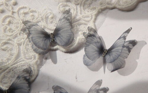 Borboletas em Organza Dupla Camada - 05 un